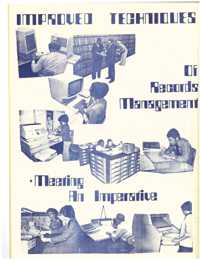 a scan of an old manual that says improved techniques of records management meeting an imperative
