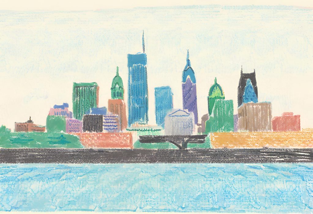 Pencil drawing of Philadelphia Skyline