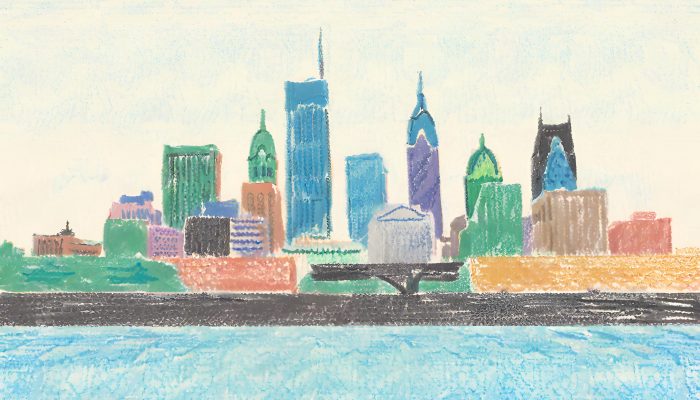 Pencil drawing of Philadelphia Skyline