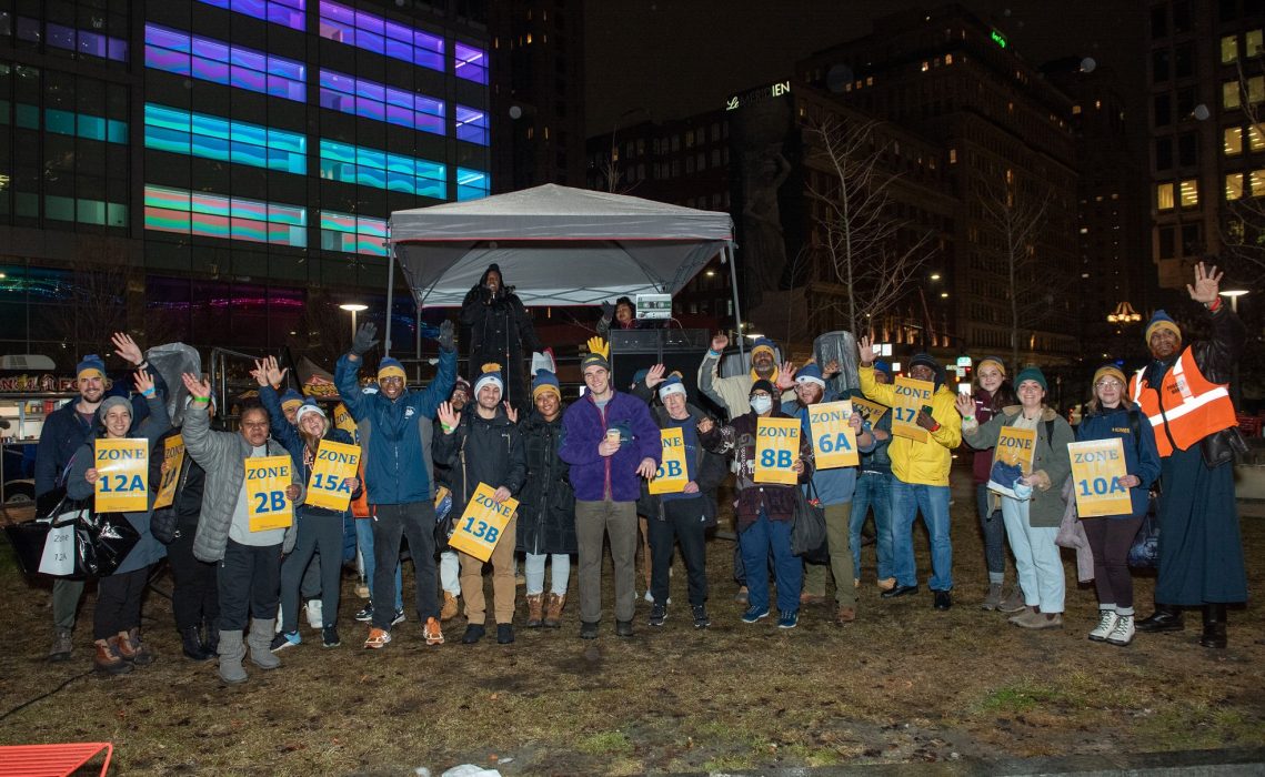 OHS Executive Director, David Holloman, standing with volunteers and City staffers in Love Park before leaving for the Point In Time Count.