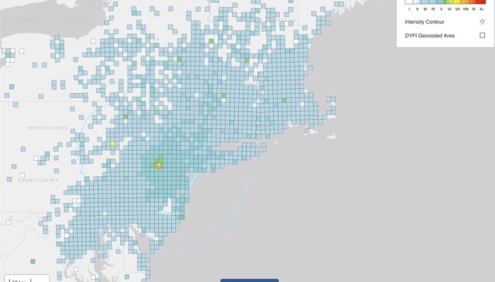 Mapa do terremoto do USGS