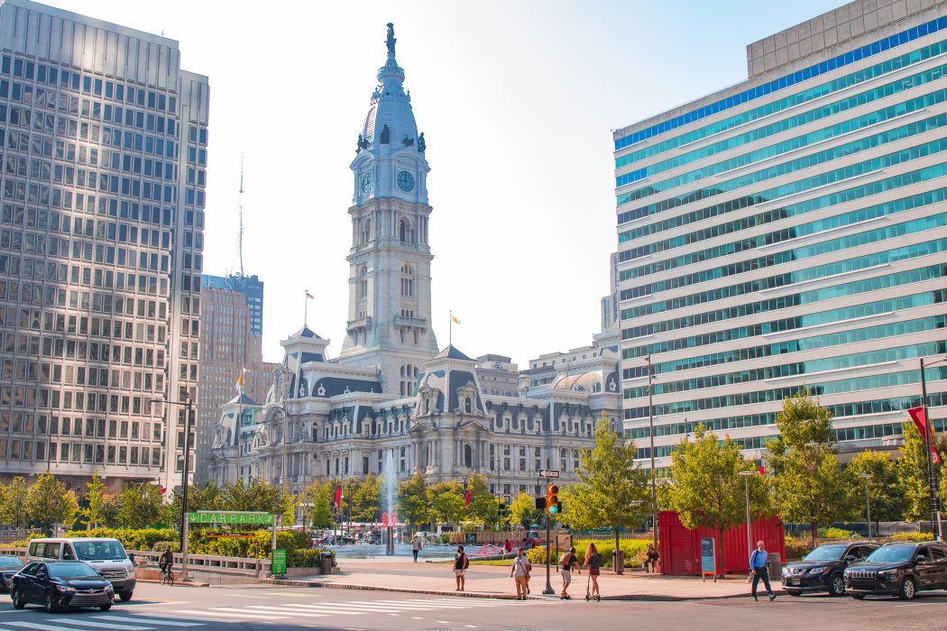 Summer skyline view of City Hall.