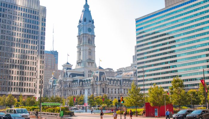 Summer skyline view of City Hall.