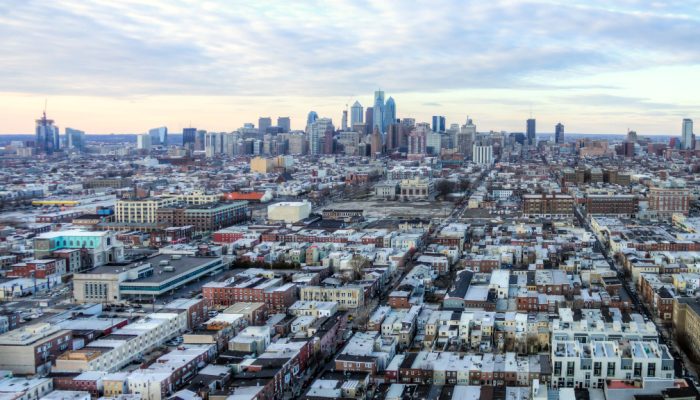 An aerial view of Philly