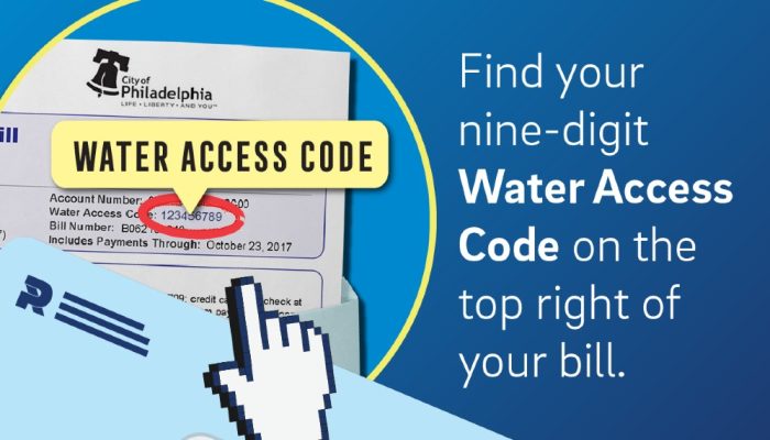 Graphic showing how to find your nine-digit Water Access Code