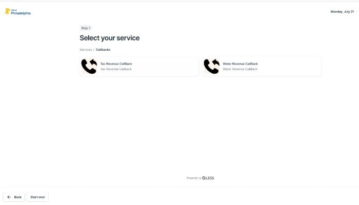 Screenshot of the online kiosk webpage