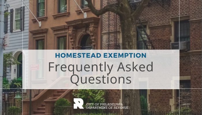 Homestead Exemption Frequently Asked Questions text on a Philadelphia home