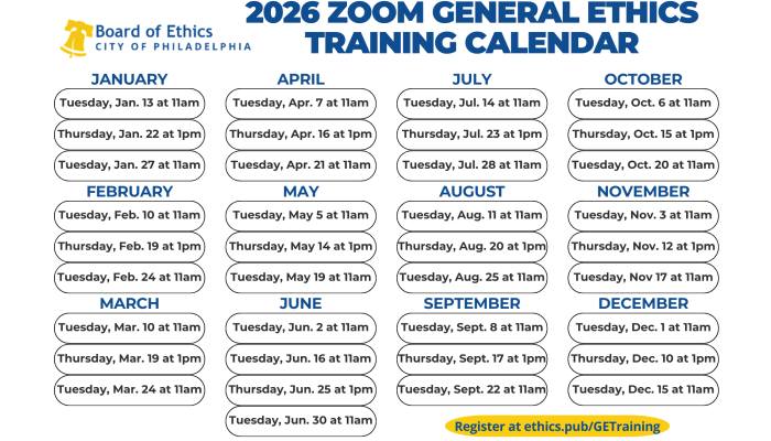 Training calendar