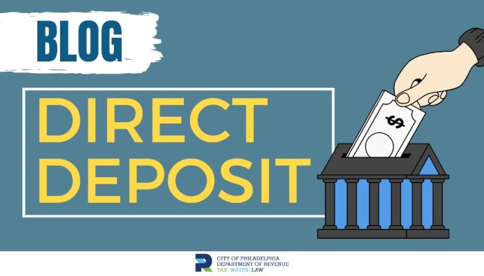 A graphic with Direct Deposit written on it