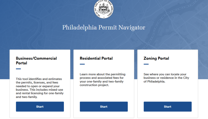 Permit Navigator landing page.