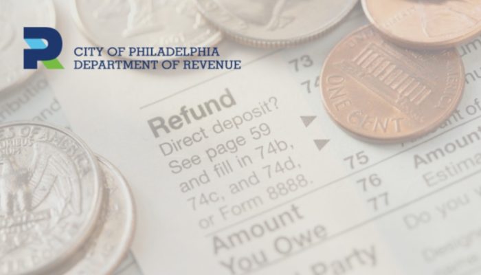 City of Philadelphia Department of Revenue logo on pennies and 50cents