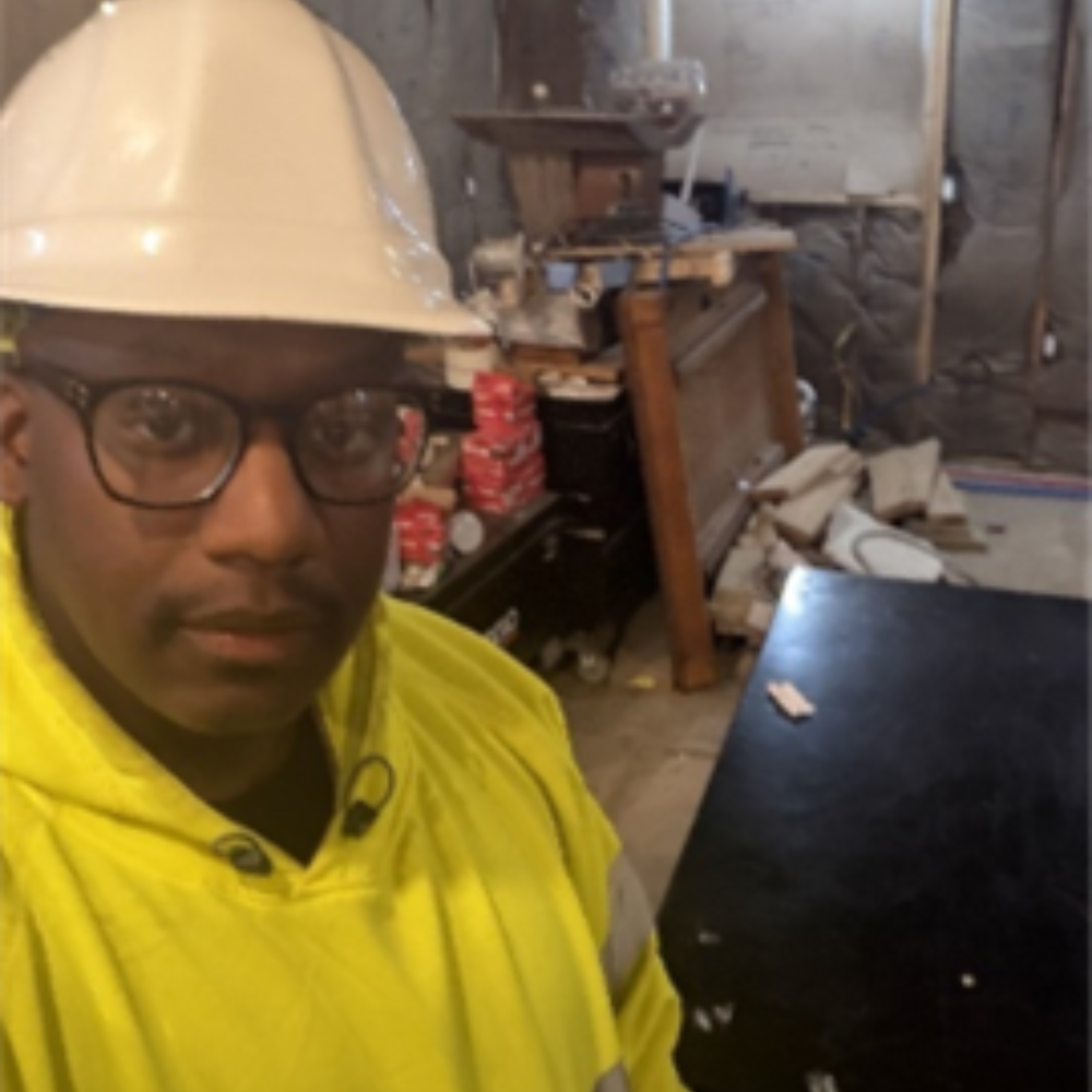 construction working wearing a hard hat