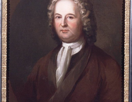 Painting from 1831 of portrait of a white man with curled grey hair and a brown coat.