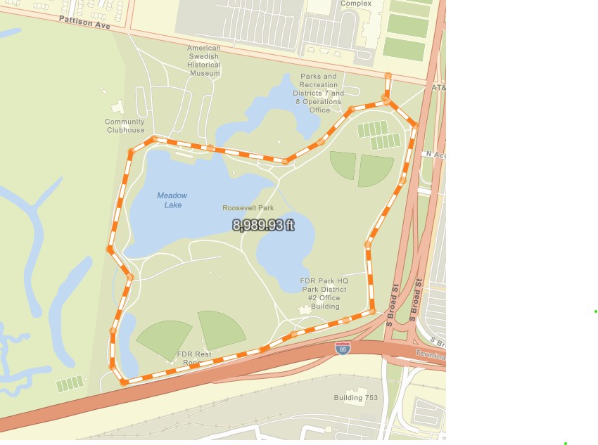 Map of FDR park, showing roads that will be sprayed for mosquitoes