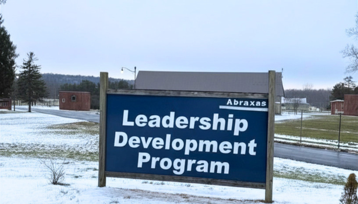 A Sign outside of the Juvenile Detention facility that reads "Leadership Development Program"