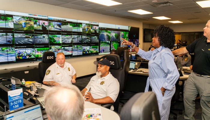 Mayor Cherelle L. Parker visits the city's Emergency Operations Center