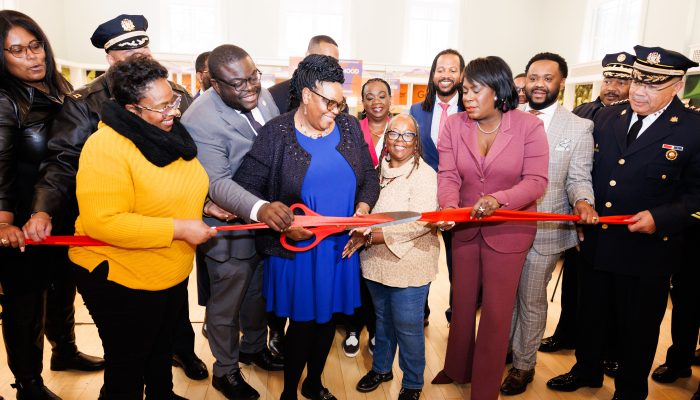 Mayor Parker, City Officials and Community leaders doing a ribbon cutting for the launch of NACs