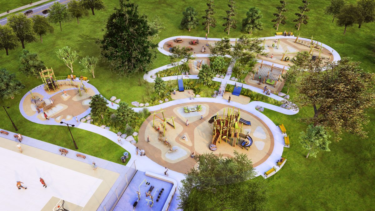 Rendering of large playground