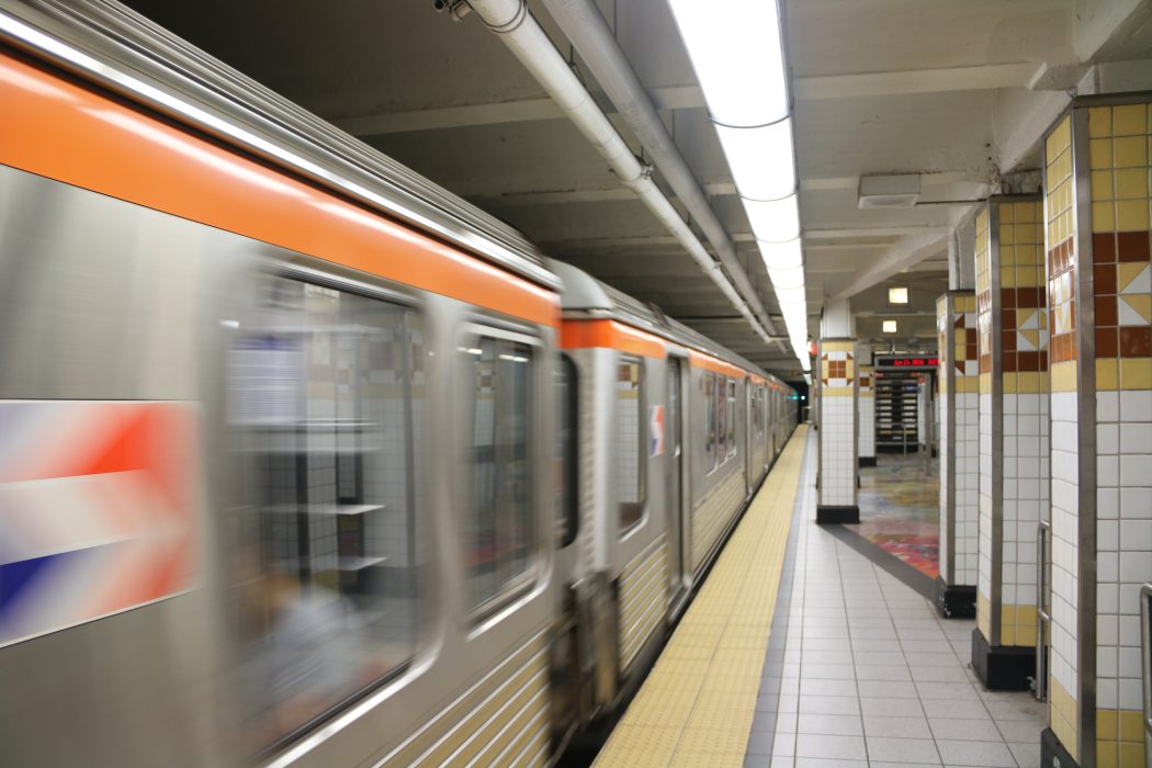 A B train leaving the station